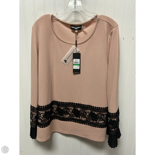 Top Long Sleeve Designer By Karl Lagerfeld In Pink, Size: L