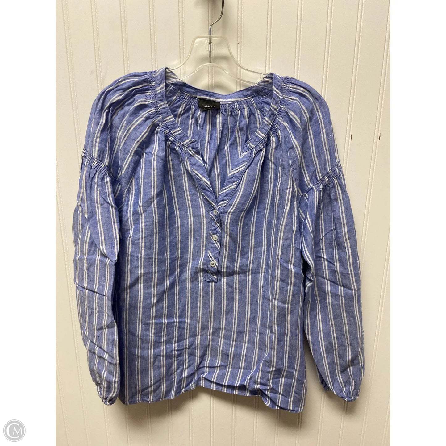 Top Long Sleeve By Talbots In Striped Pattern, Size: M