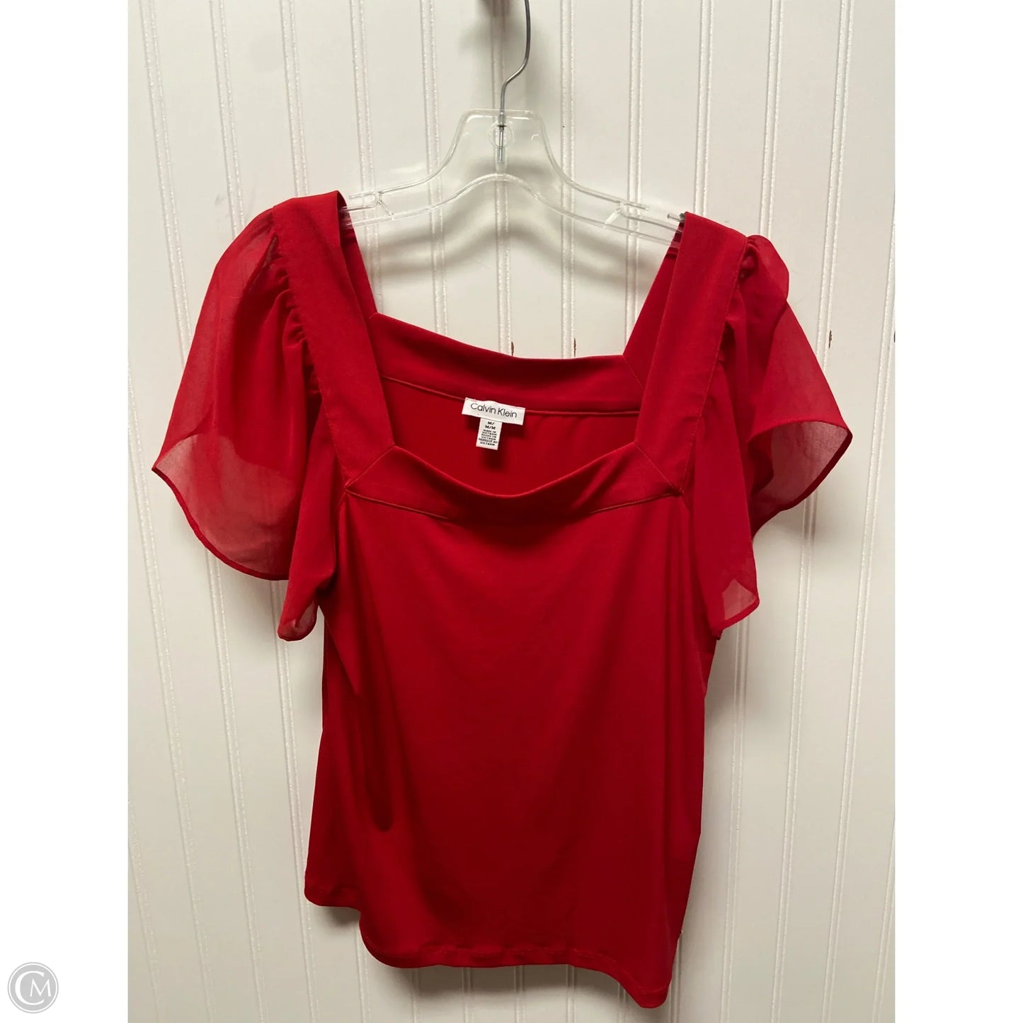 Top Short Sleeve By Calvin Klein In Red, Size: M
