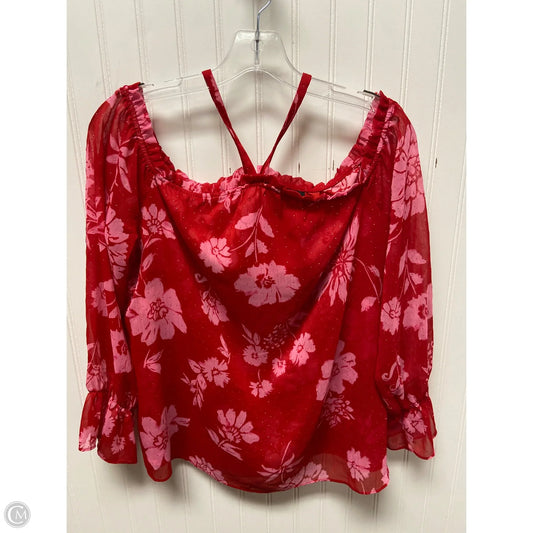 Top Long Sleeve By Inc In Pink & Red, Size: M