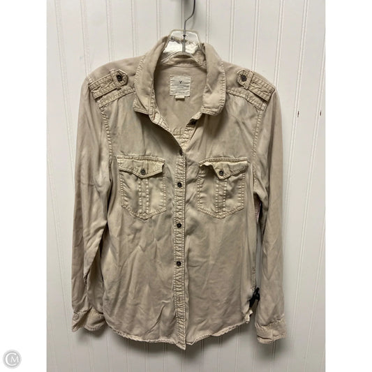 Top Long Sleeve By American Eagle In Beige, Size: S