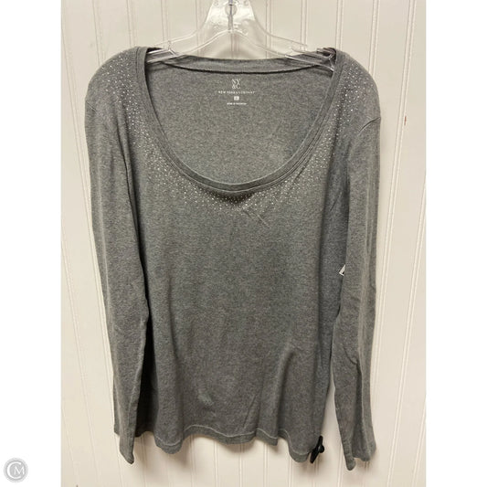 Top Long Sleeve By New York And Co In Grey, Size: Xl
