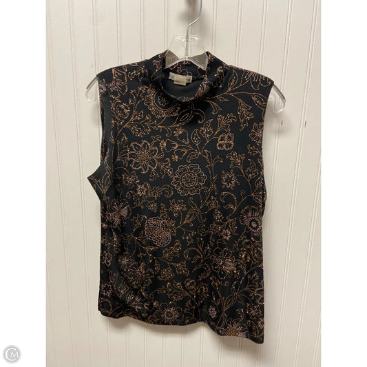 Top Sleeveless By Notations In Black & Gold, Size: L