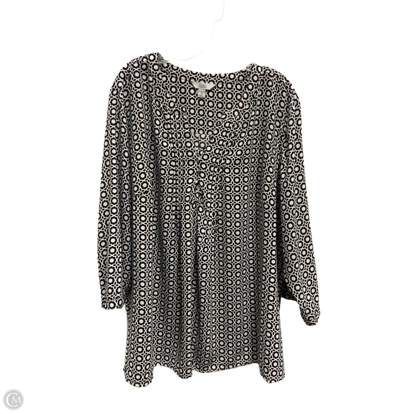 Top Long Sleeve By Croft And Barrow In Black & White, Size: 3x