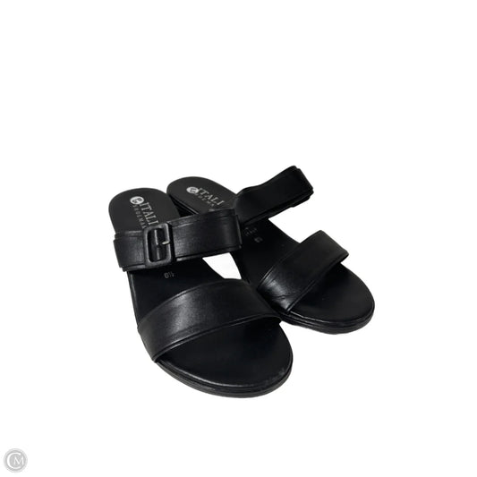 Sandals Heels Block By Italian Shoemakers In Black, Size: 8.5