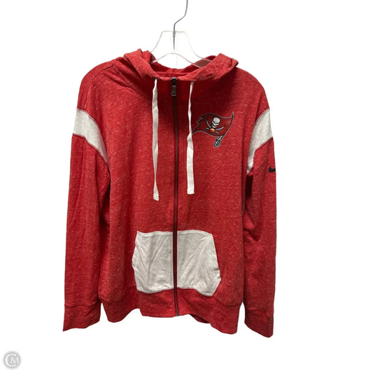Athletic Jacket By Nike In Red & White, Size: L