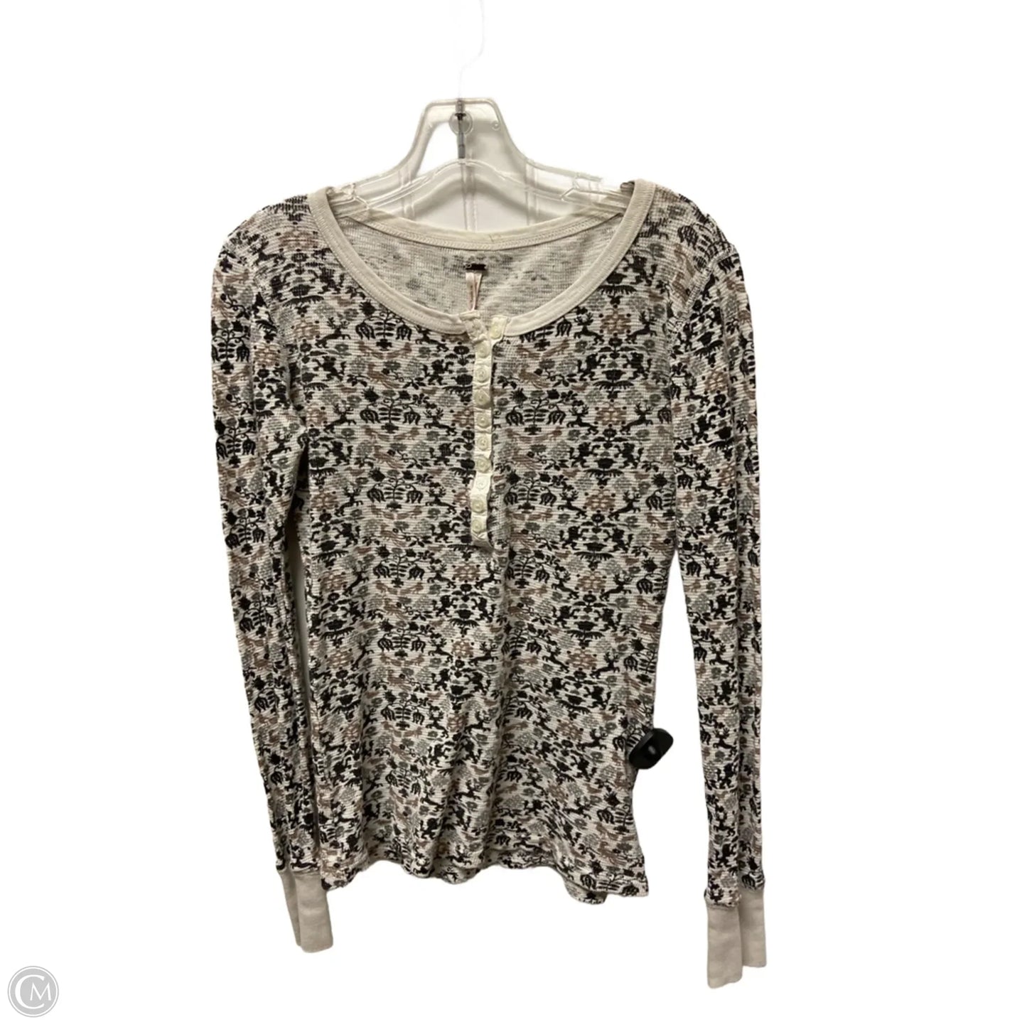 Top Long Sleeve By Free People In Brown & Cream, Size: Xs