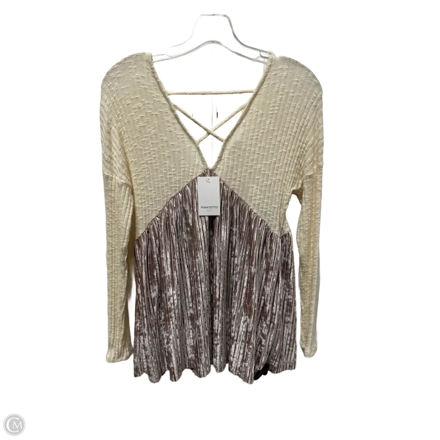 Top Long Sleeve By Clothes Mentor In Beige, Size: S