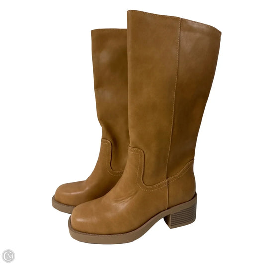 Boots Knee Heels By Soda In Tan, Size: 6