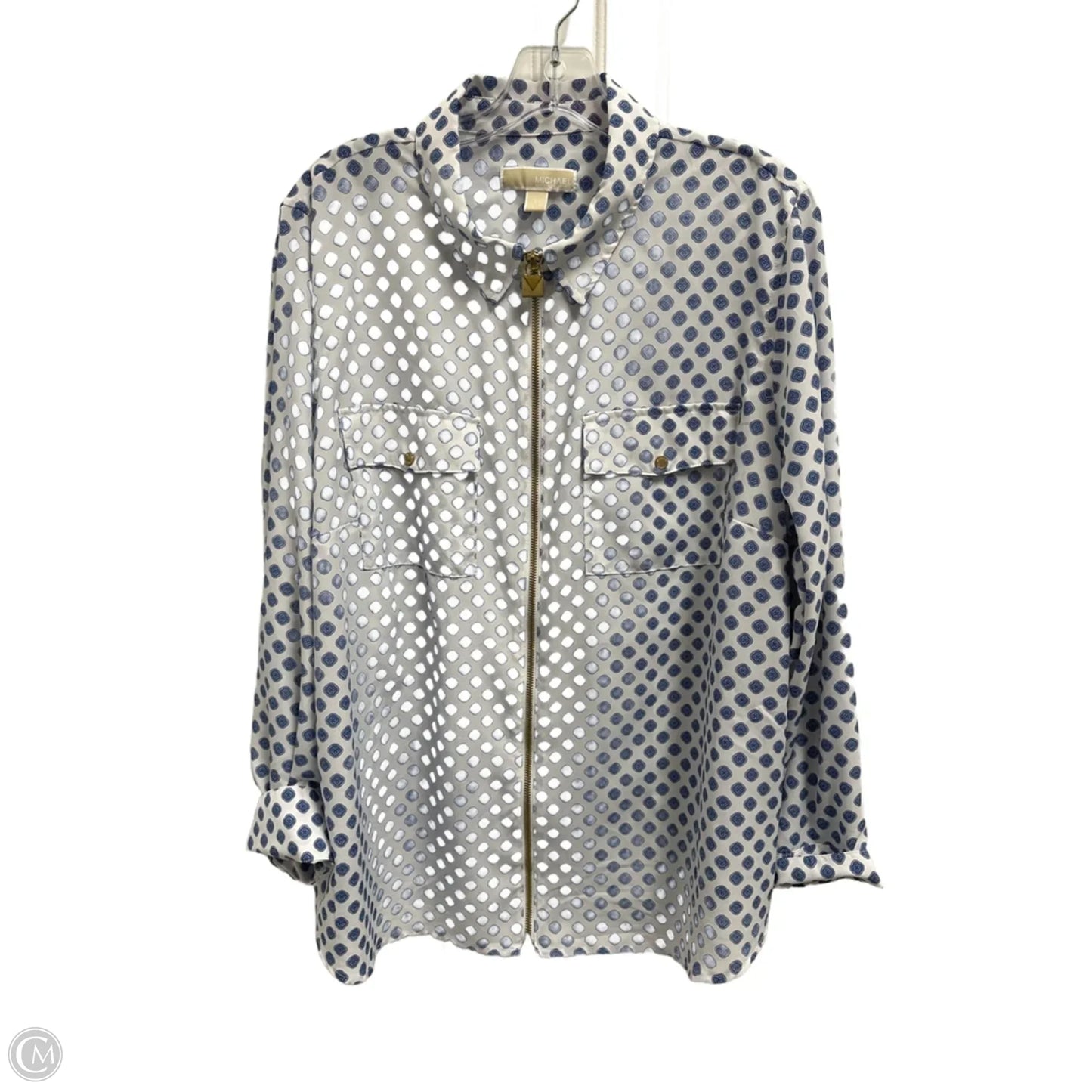 Top Long Sleeve By Michael By Michael Kors In Blue & White, Size: 2x