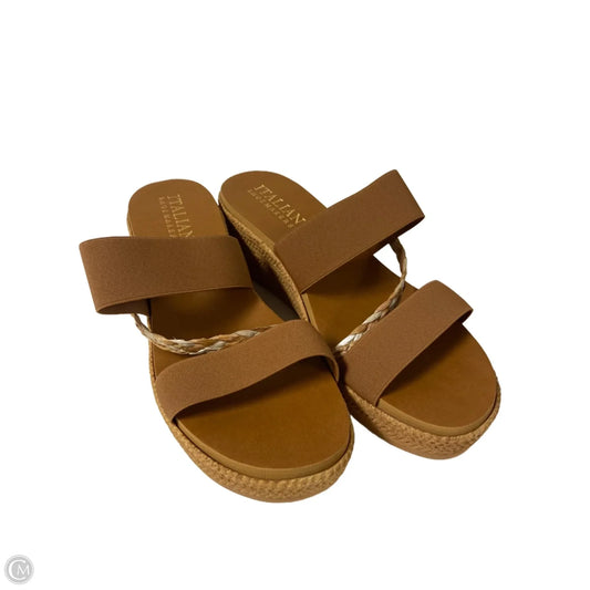 Sandals Heels Block By Italian Shoemakers In Tan, Size: 9.5