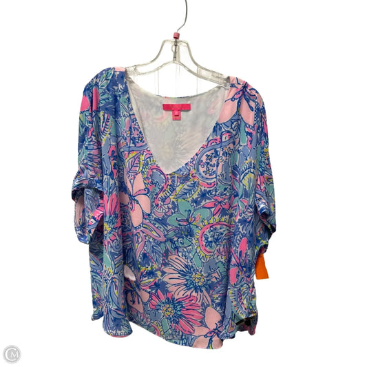 Top Short Sleeve Designer By Lilly Pulitzer In Blue, Size: Xl