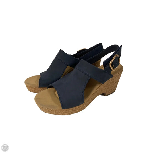 Sandals Heels Block By Clarks In Blue, Size: 9