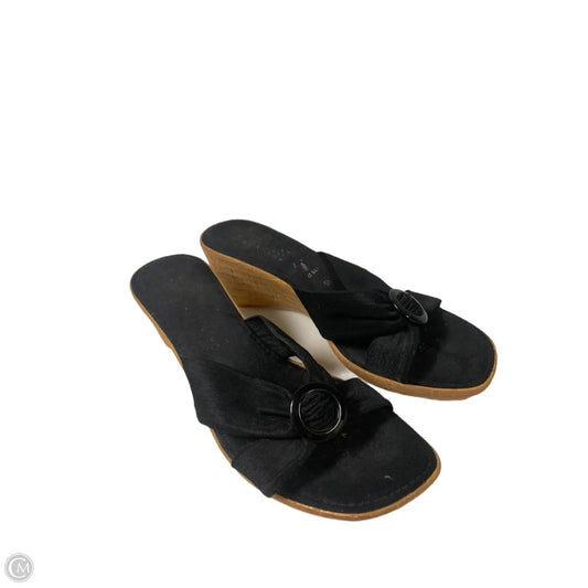 Sandals Heels Wedge By Italian Shoemakers In Black, Size: 8