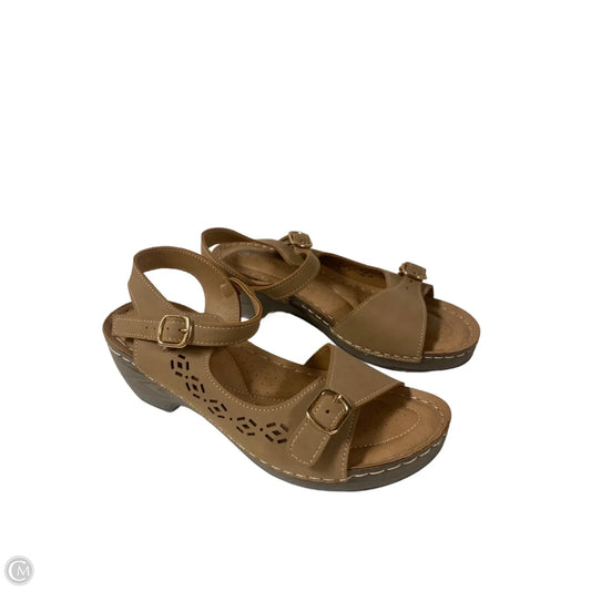Sandals Heels Block By Spring Step In Tan, Size: 9