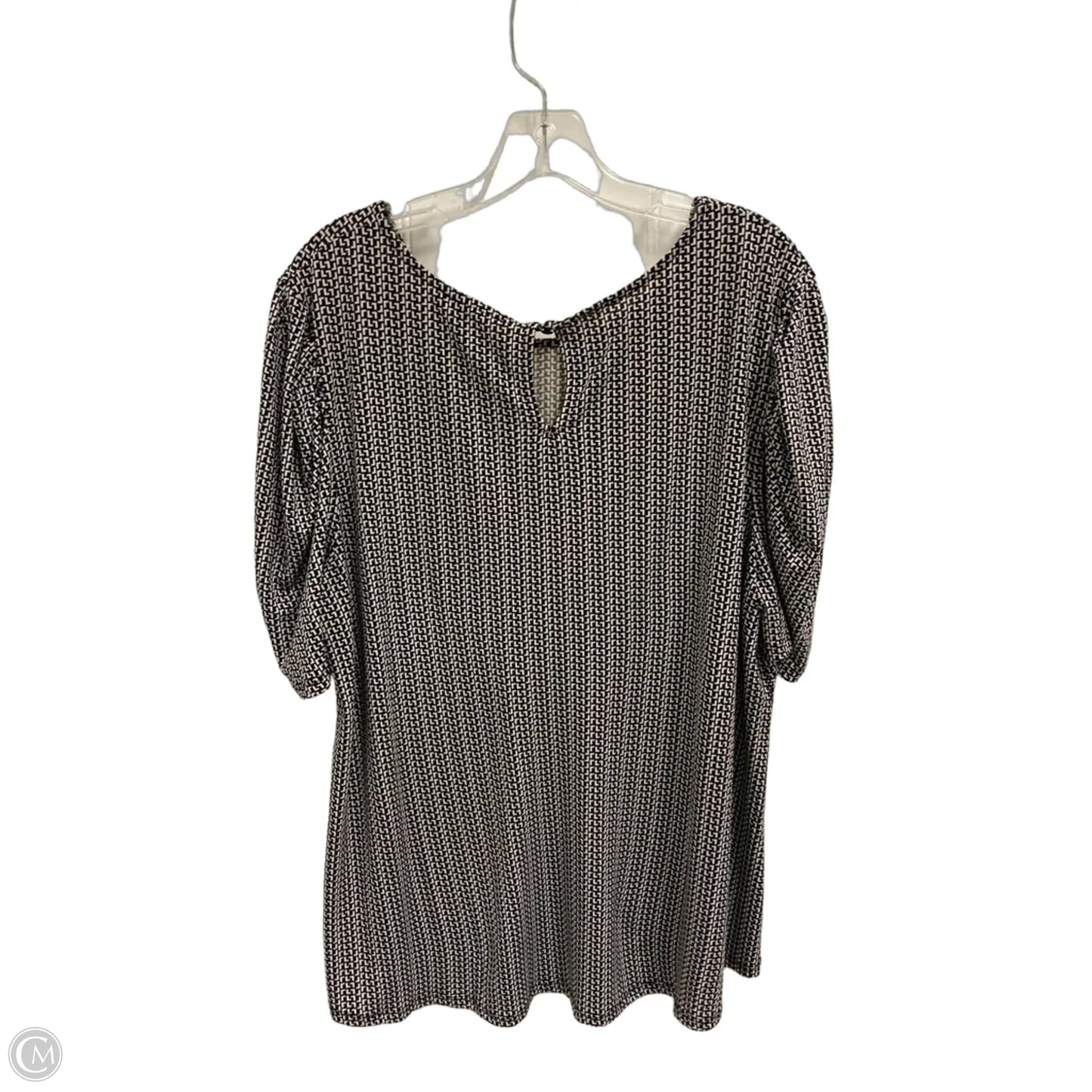 Top Short Sleeve By Adrianna Papell In Black & White, Size: 1x