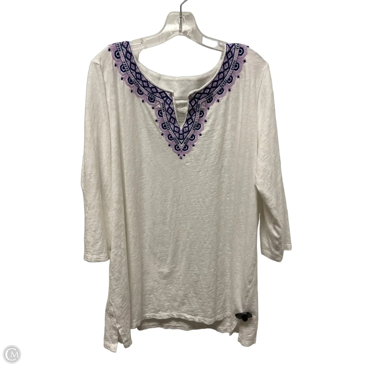 Top 3/4 Sleeve By Talbots In White, Size: 2x