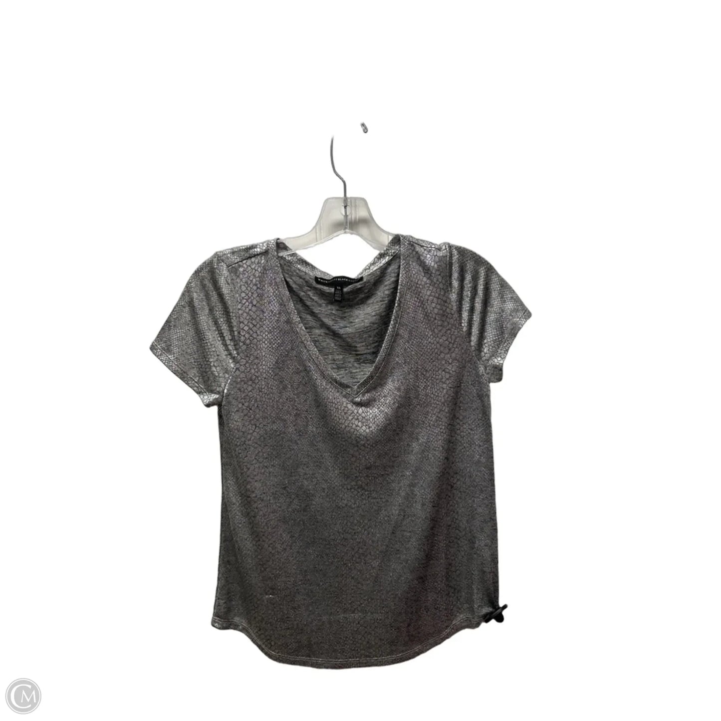 Top Short Sleeve By White House Black Market In Silver, Size: Xs