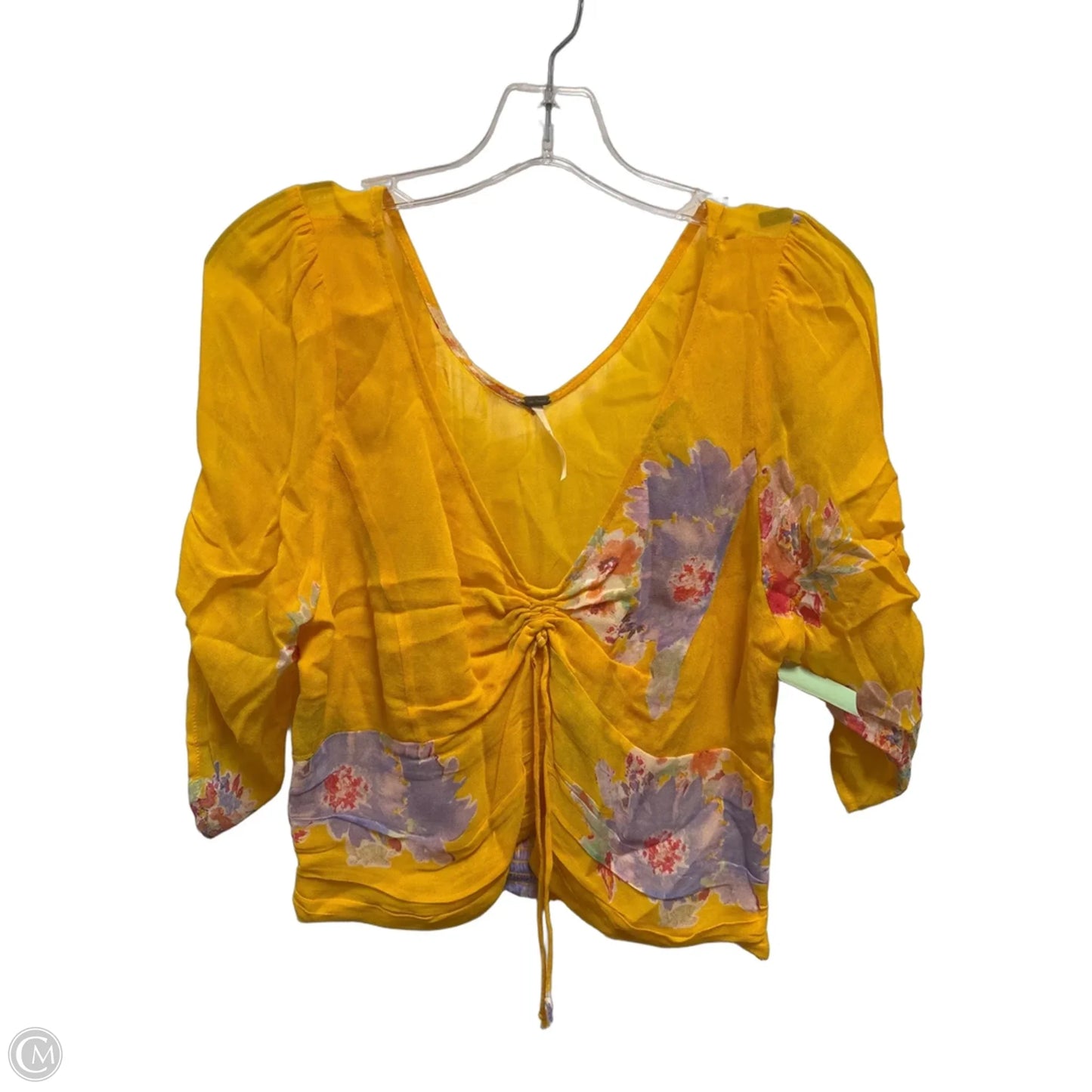 Top Short Sleeve By Free People In Yellow, Size: L