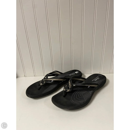 Sandals Flip Flops By Clarks In Black, Size: 9