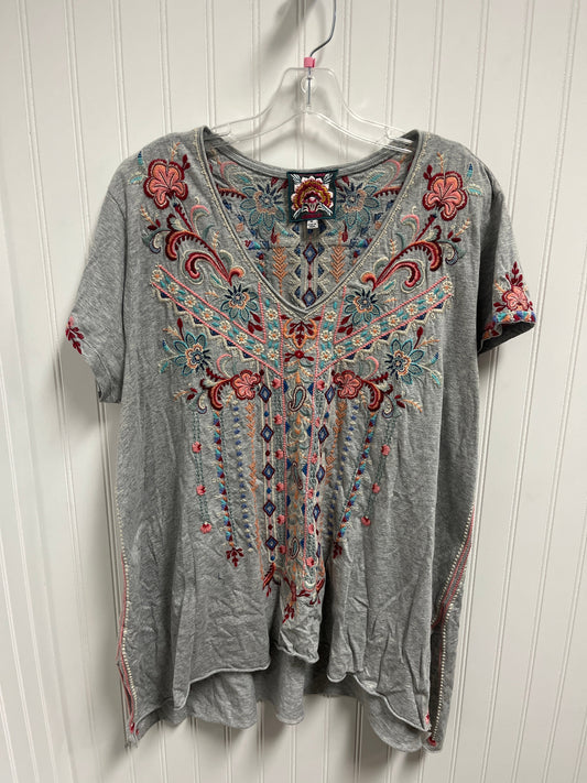 Top Short Sleeve By Johnny Was In Grey, Size: Xl