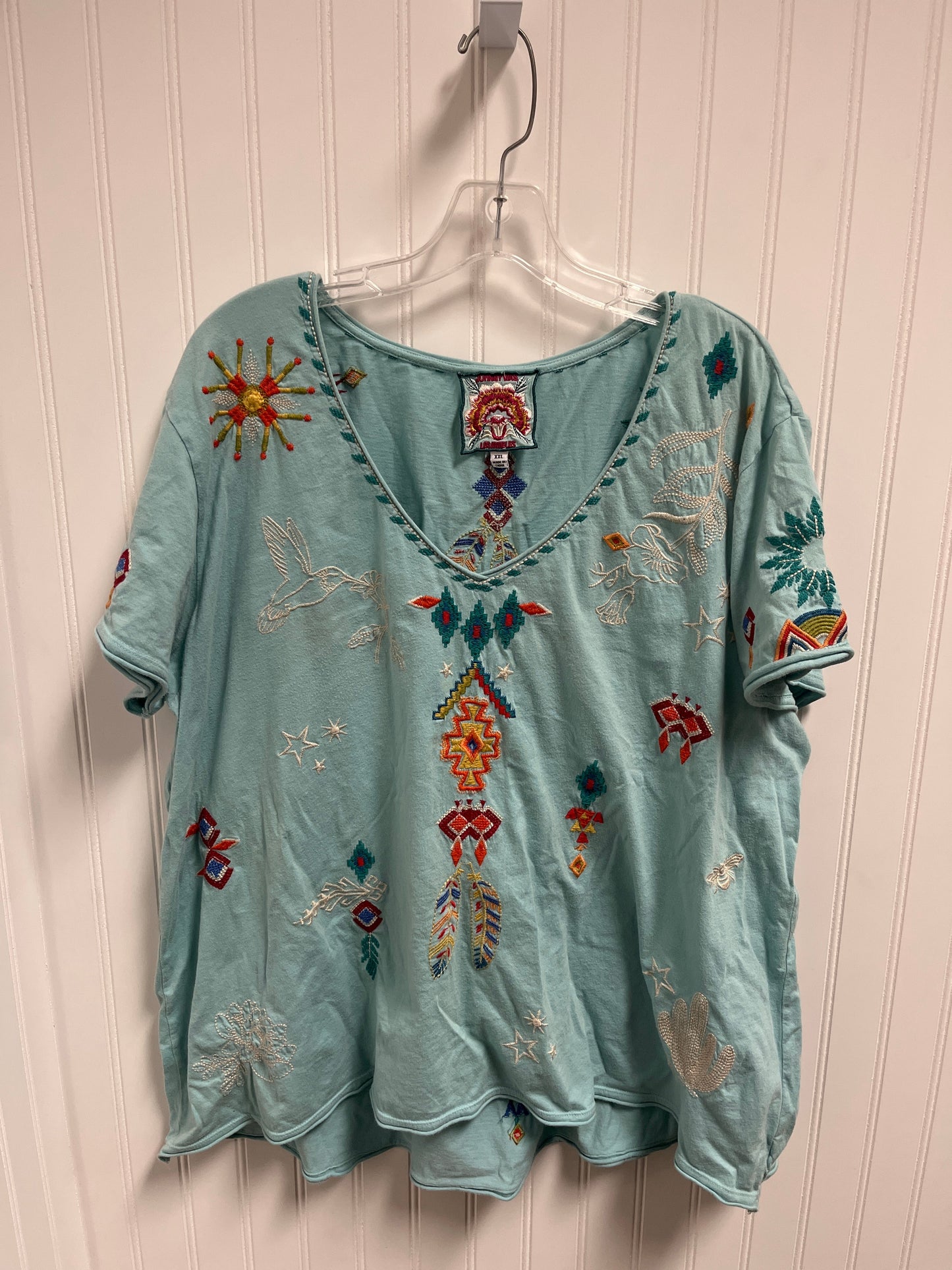 Top Short Sleeve By Johnny Was In Blue, Size: Xl