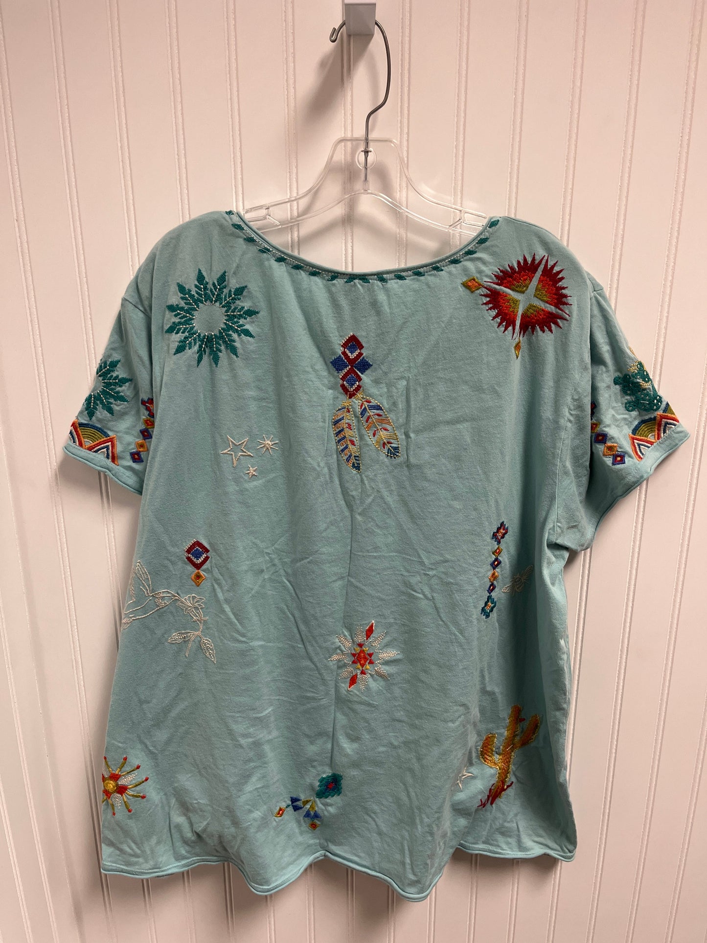 Top Short Sleeve By Johnny Was In Blue, Size: Xl