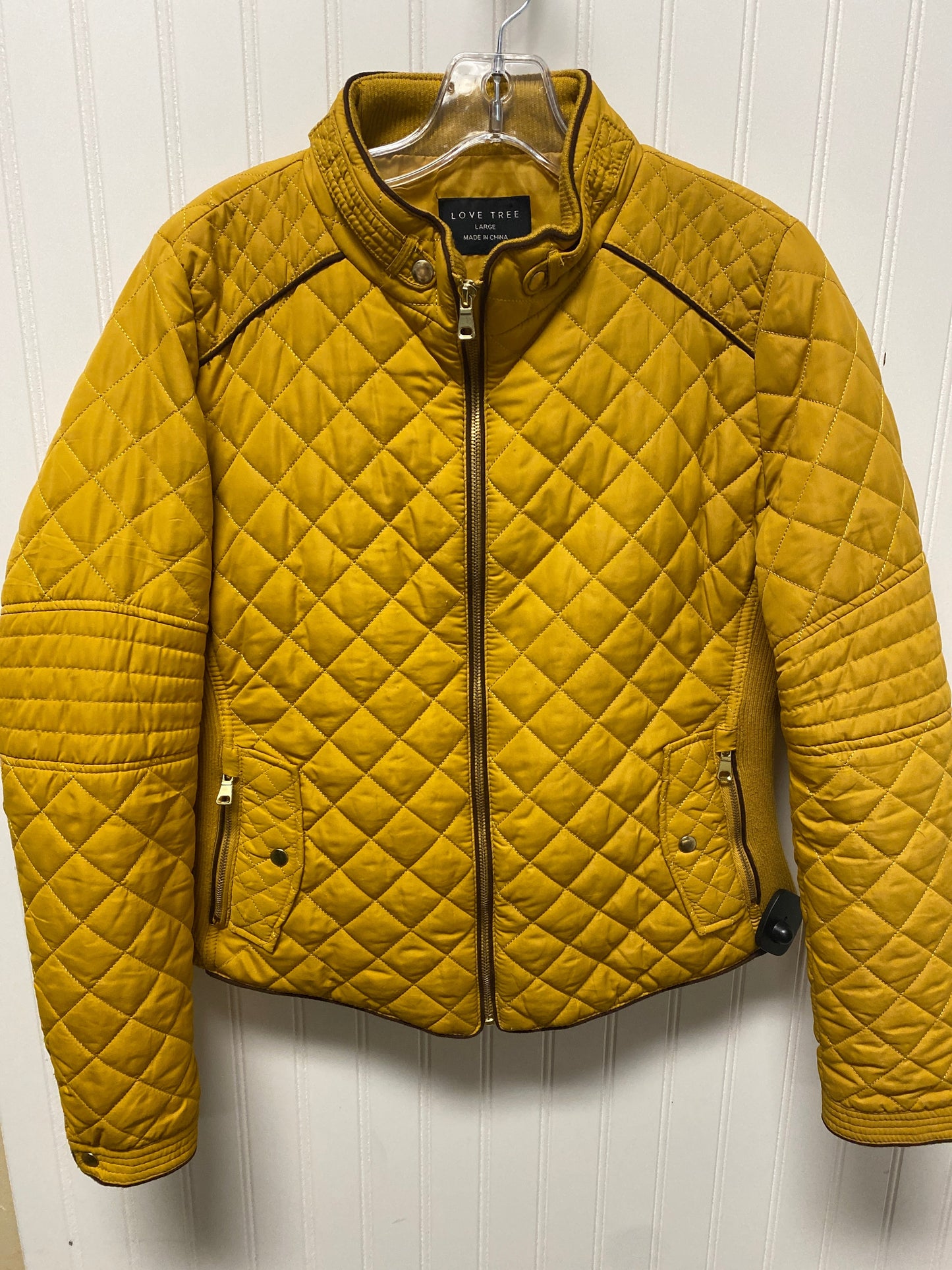 Jacket Puffer & Quilted By Love Tree In Yellow, Size: L