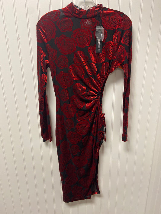 Dress Party Long By Fashion Nova In Black & Red, Size: L