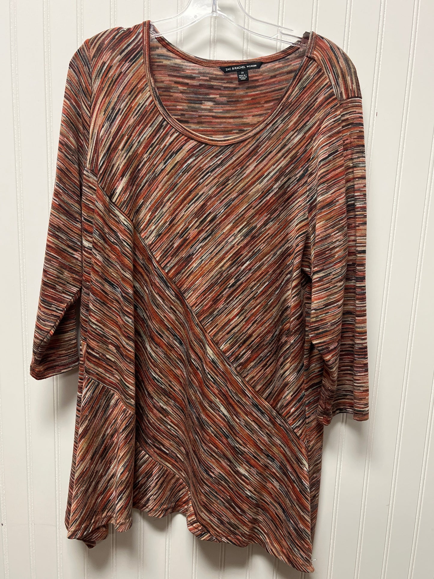 Top Long Sleeve By Zac And Rachel In Brown, Size: 2x