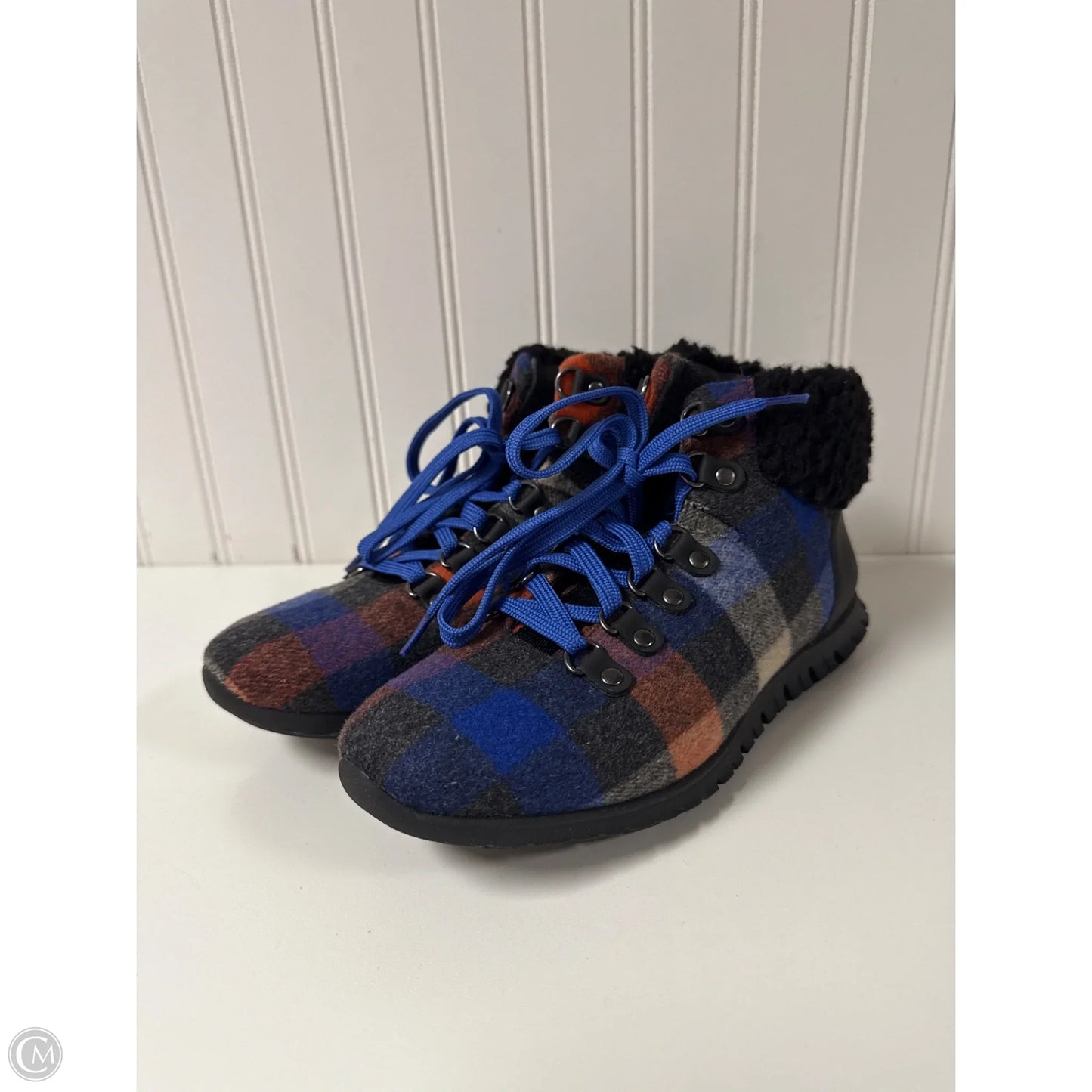 Boots Ankle Flats By Cole-haan In Plaid Pattern, Size: 6