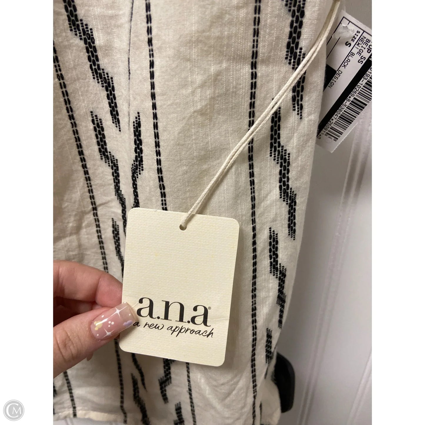 Top Short Sleeve By Ana In Beige, Size: S