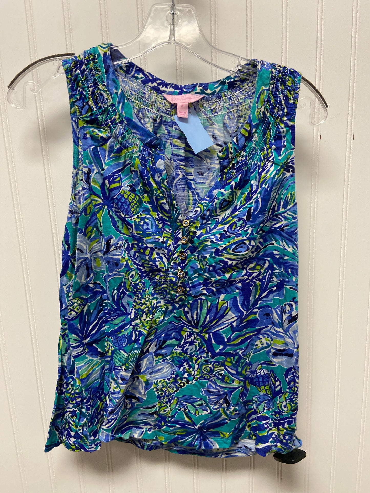 Top Sleeveless Designer By Lilly Pulitzer In Blue & Green, Size: M