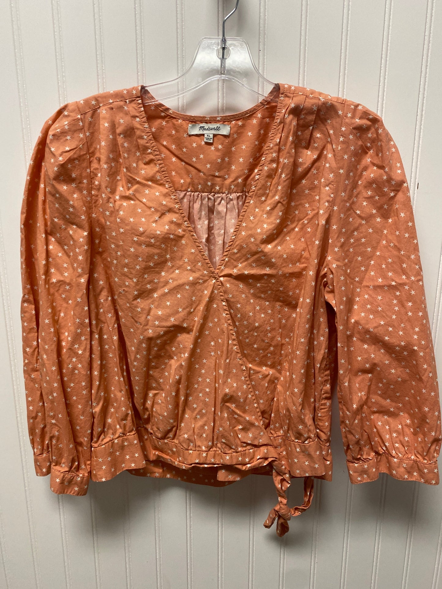 Top Long Sleeve By Madewell In Orange, Size: Xl