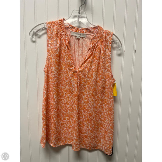 Top Sleeveless By Loft In Orange & White, Size: Xsp