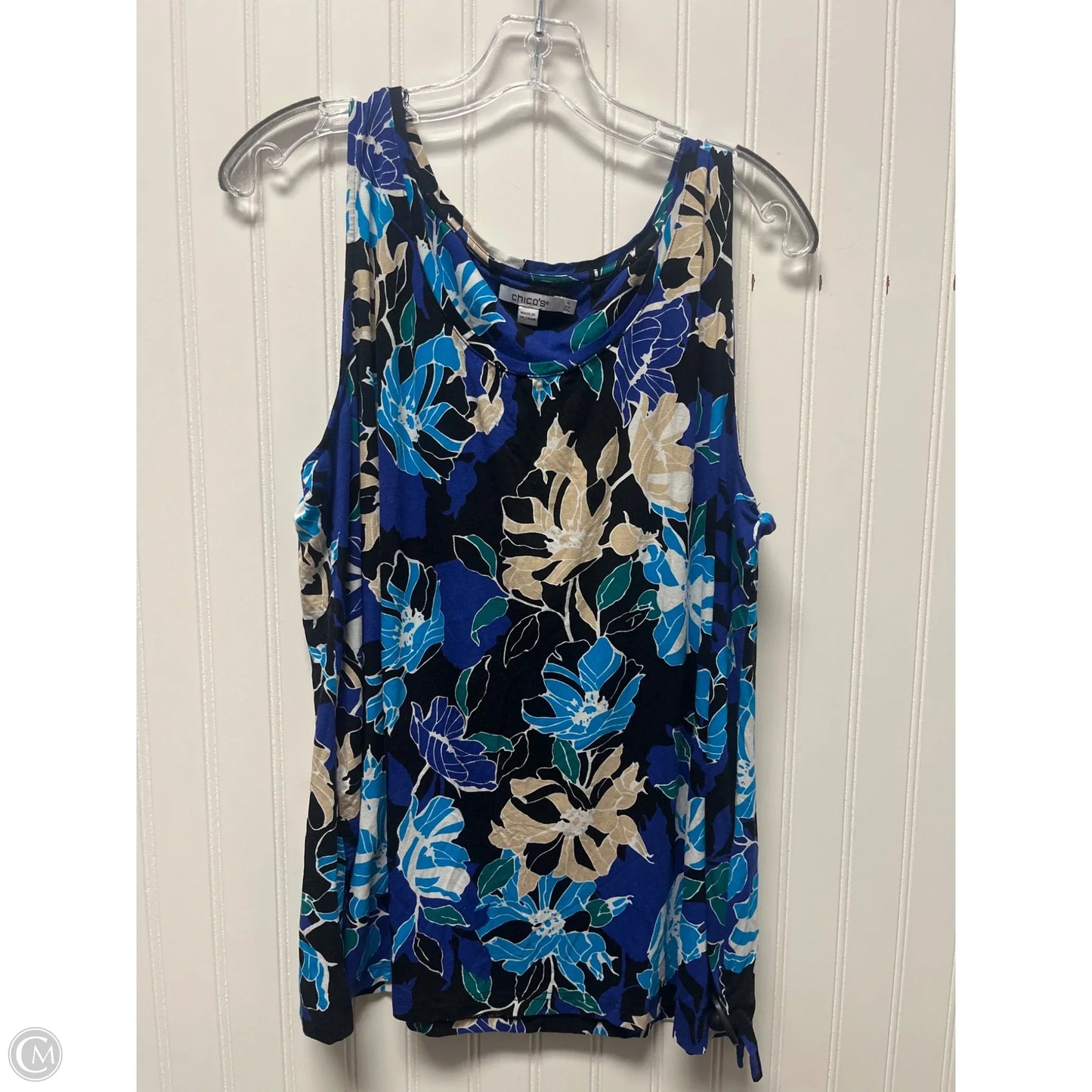 Top Sleeveless By Chicos In Black & Blue, Size: 2x