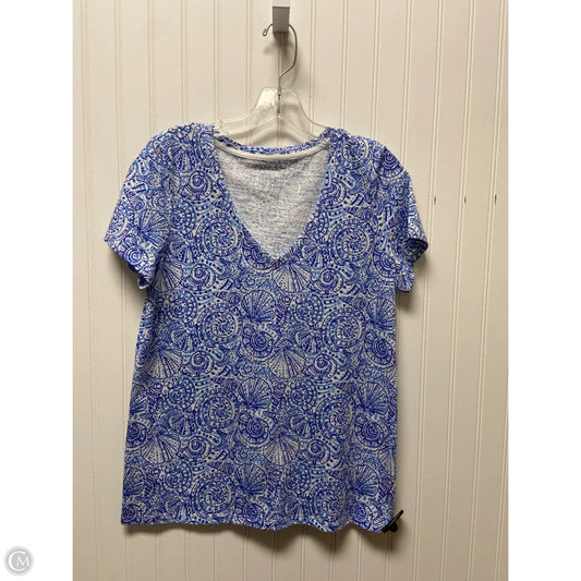 Top Short Sleeve By Talbots In Blue & White, Size: M