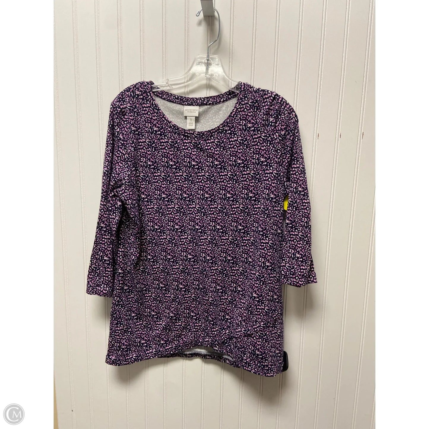 Top 3/4 Sleeve By Chicos In Purple, Size: M