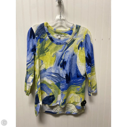 Top 3/4 Sleeve By Chicos In Blue & Green, Size: M