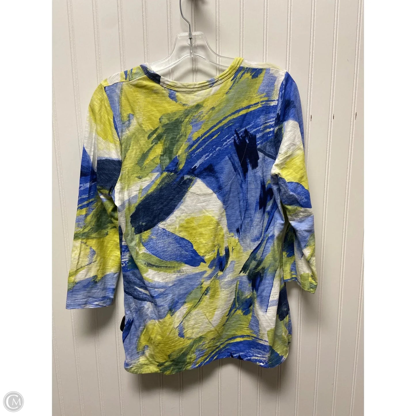 Top 3/4 Sleeve By Chicos In Blue & Green, Size: M