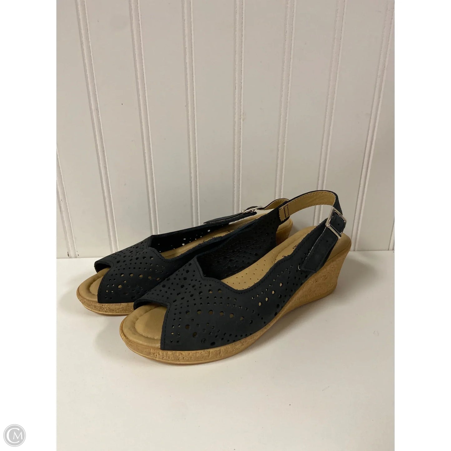 Sandals Heels Wedge By Spring Step In Black, Size: 6.5