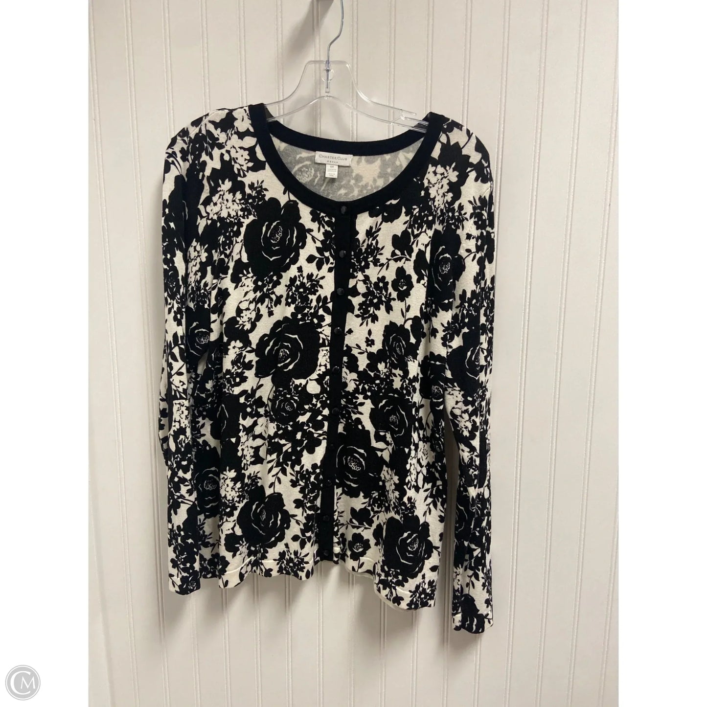 Sweater By Charter Club In Black & White, Size: Xl