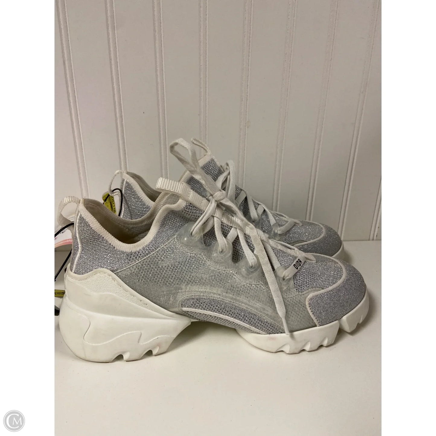 Shoes Luxury Designer By Dior In Silver, Size: 9.5