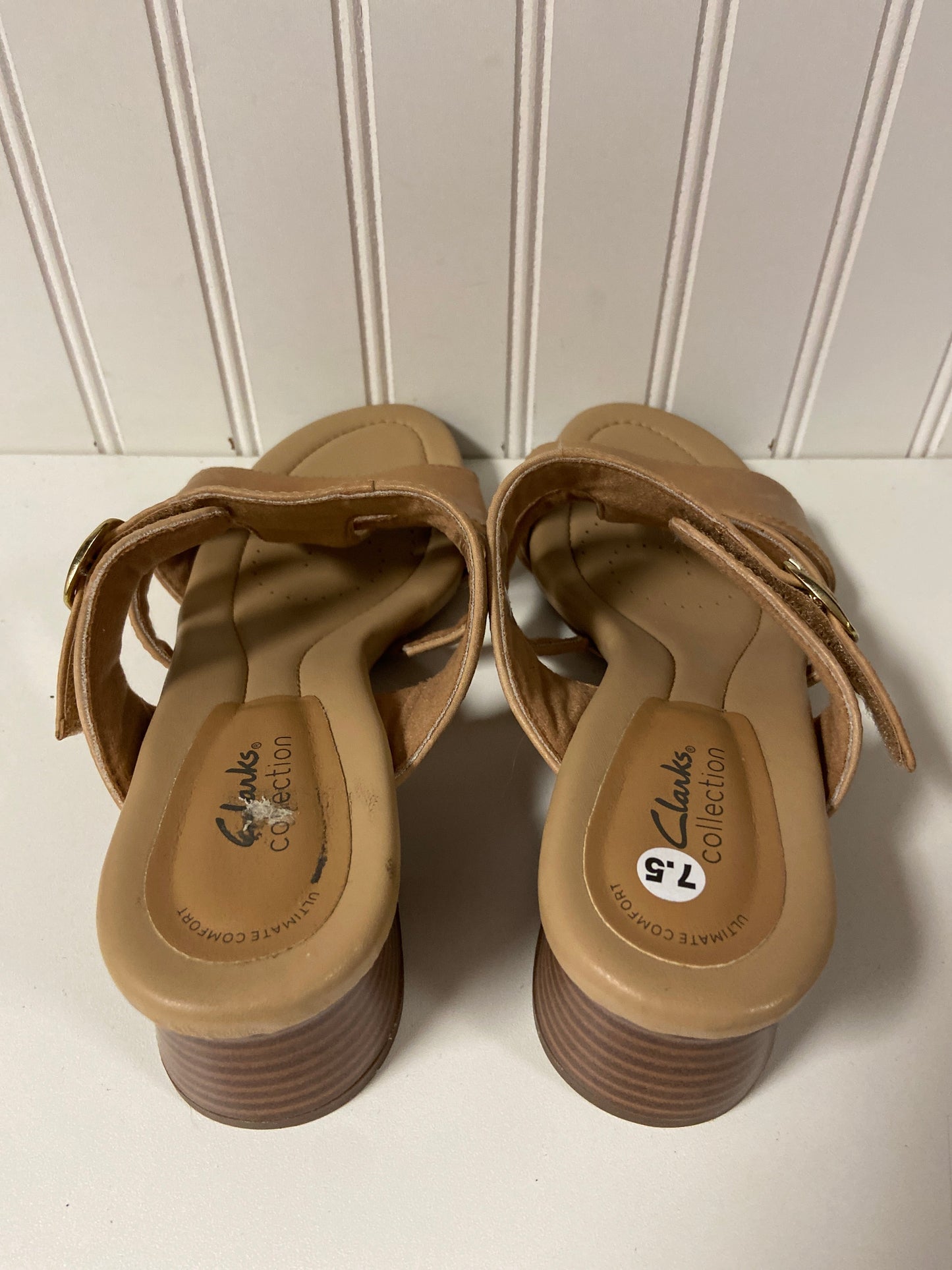 Sandals Heels Block By Clarks In Tan, Size: 7.5