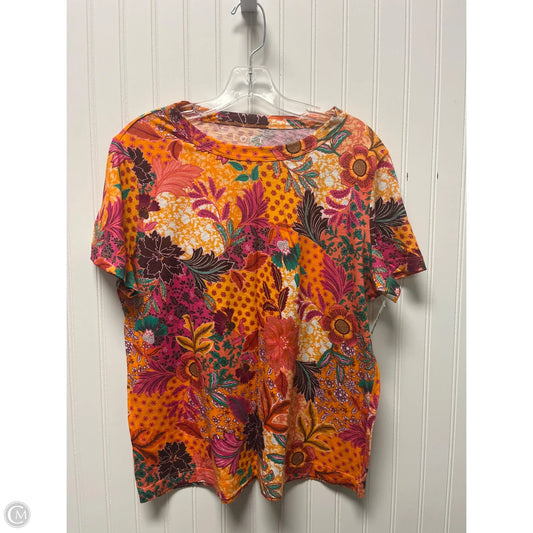 Top Short Sleeve Basic By Loft In Floral Print, Size: L