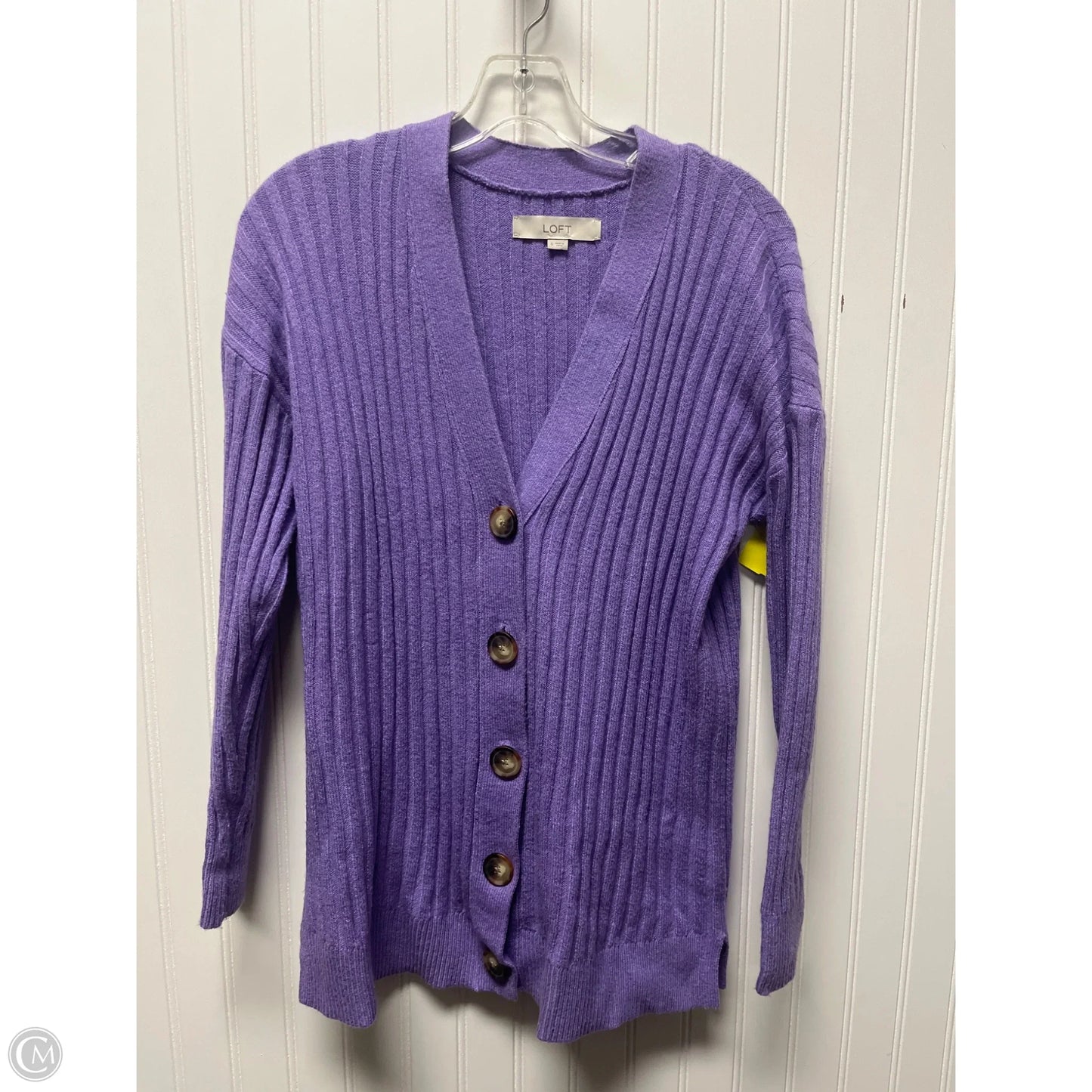 Sweater Cardigan By Loft In Purple, Size: S