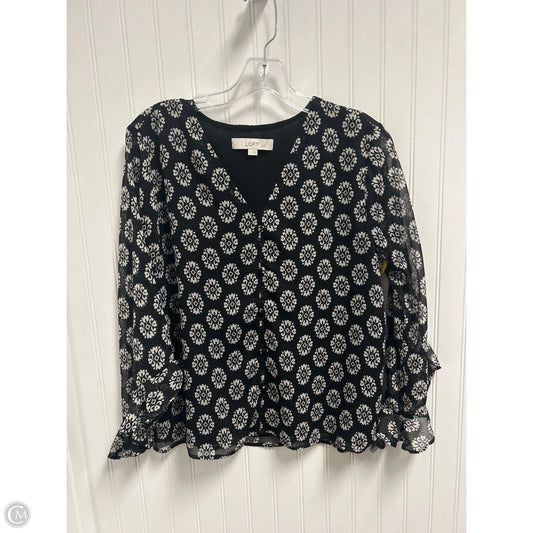Top Long Sleeve By Loft In Black & White, Size: S