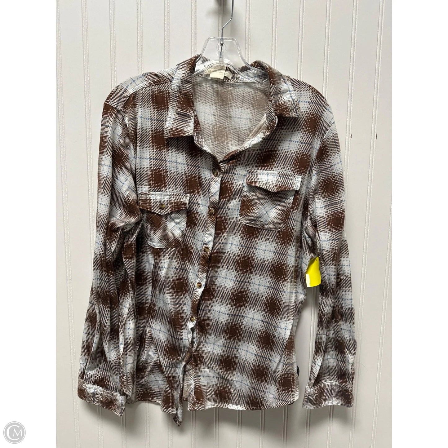 Top Long Sleeve By Passport In Plaid Pattern, Size: 2x