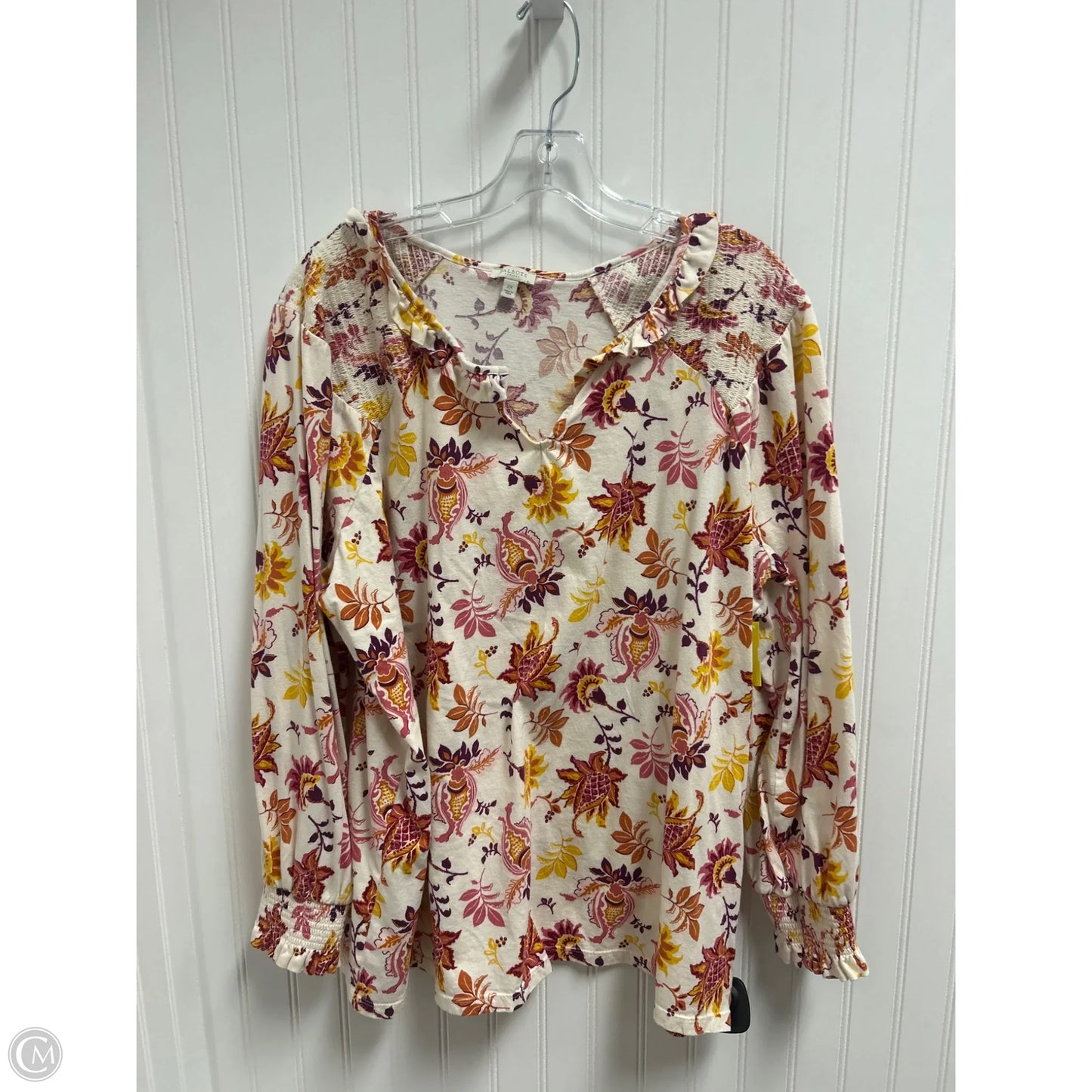 Top Long Sleeve By Talbots In Cream, Size: 2x