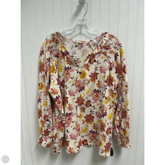 Top Long Sleeve By Talbots In Cream, Size: 2x